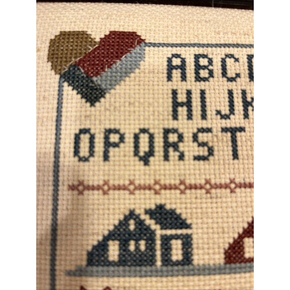 VTG Cross Stitch Sampler Framed Cottagecore Prairie Folk Art Grandma Dated 1989 - Picture 11 of 14